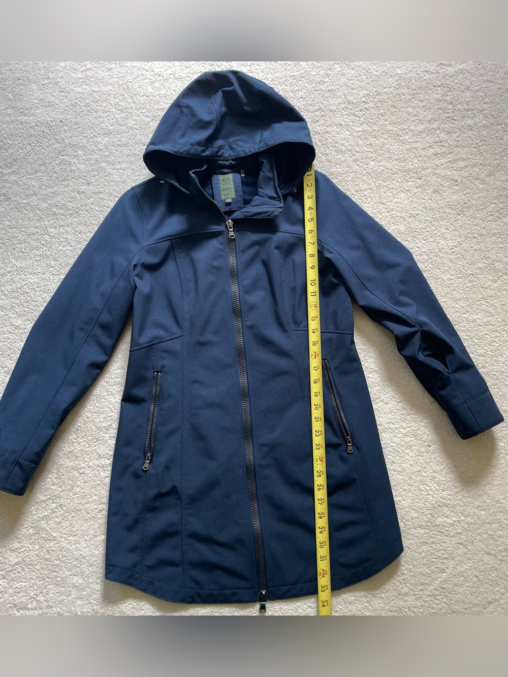 Kristen Blake Navy Hooded Trench Coat